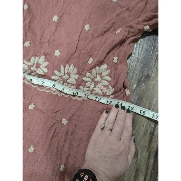 Free People Embroidered Fable Midi Dress Raspberry Pink Mauve Festival Sz Small - Picture 8 of 9